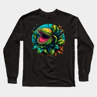 Venus flytrap jungle with Exotic Monstera Plants Many Colors Long Sleeve T-Shirt